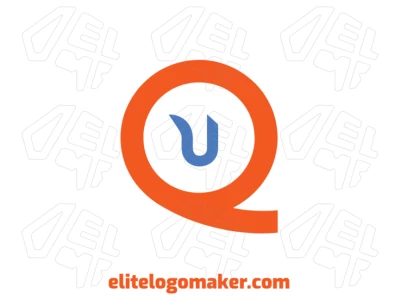 Logotipo personalizable para empresa con la letra "Q" combinada con la letra "U" en estilo de letra inicial para identidad única.