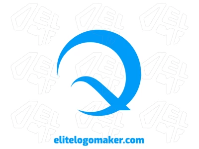Logotipo simple con la letra "Q" en color azul, con un diseño barato y atractivo para una identidad visual accesible e impactante.