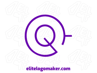 Logotipo minimalista con la letra "Q" en color púrpura y diseño bonito, con excelente acabado y estilo elegante.