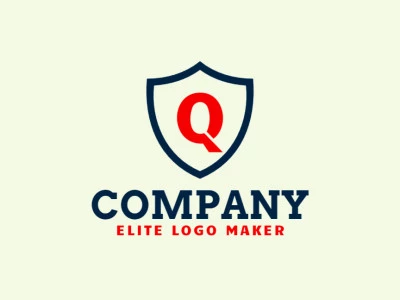 Un logotipo emblemático que presenta la letra 'Q' combinada con un escudo, exudando fuerza y estabilidad con una combinación de colores naranja y azul oscuro, ideal para una marca robusta y confiable.