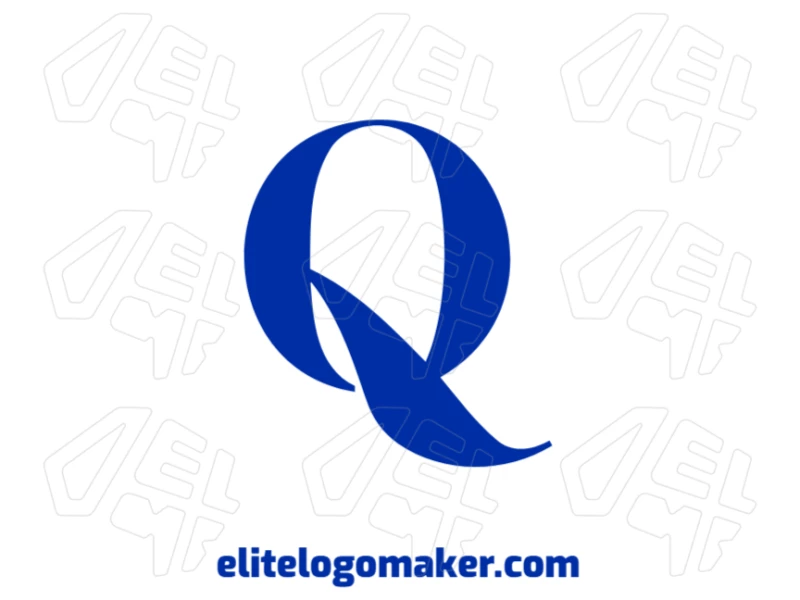 Letra "Q" Con Diseño Interesante Y Color Azul Logo Ideal Para Empresas La letra 'Q' con un diseño interesante y color azul en estilo de letra inicial, perfecta para generar identidades visuales únicas.
