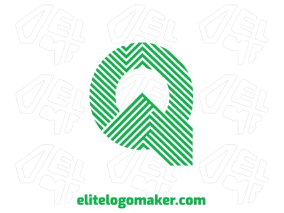 Diseño de logotipo cool con la letra "Q" en diseño a rayas y color verde en estilo simple, ideal para branding moderno.