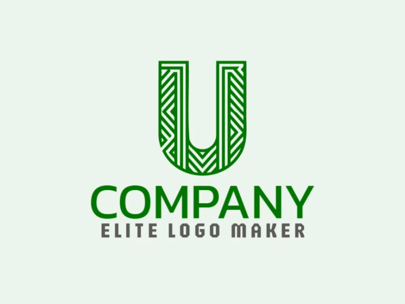 Un logotipo monoline elegante con la letra 'U', diseñado con líneas continuas y limpias en verde para una apariencia moderna y elegante.