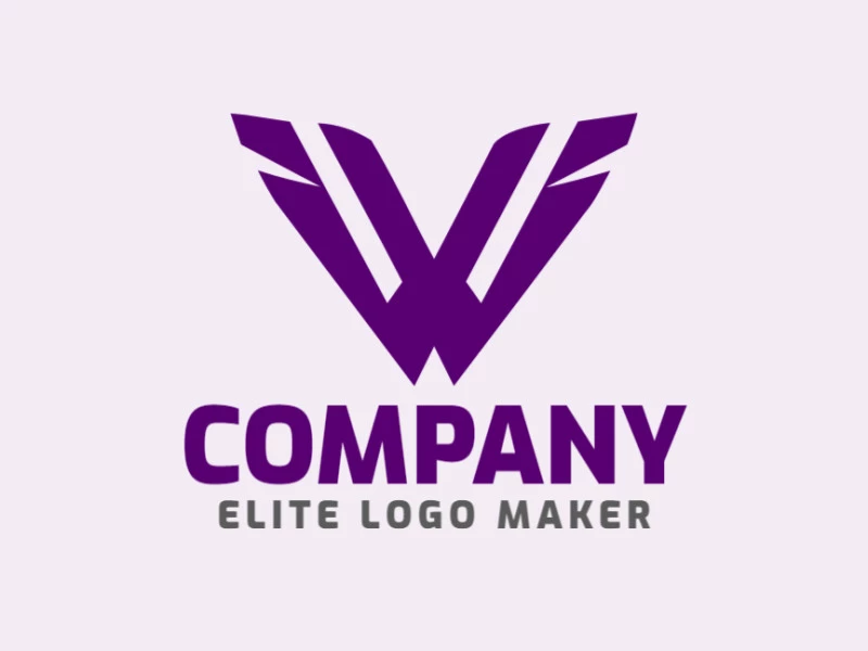 Un diseño de logotipo de letra inicial llamativo que muestra la 'W' en morado vibrante.