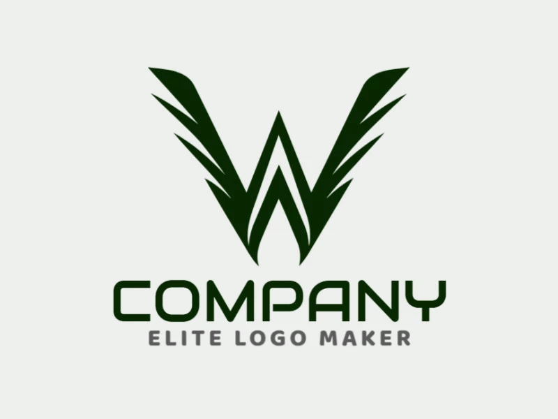 Un diseño de logotipo minimalista y elegante que presenta la letra "W" en verde, transmitiendo sofisticación y modernidad.