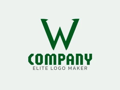 Un logotipo elegante con la letra 'W' en estilo minimalista, diseñado con líneas limpias y una estética moderna en verde.