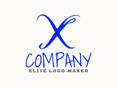 Un logotipo económico y creativo con la letra 'X' en azul, diseñado con estilo de letra inicial para crear una impresión moderna y llamativa.