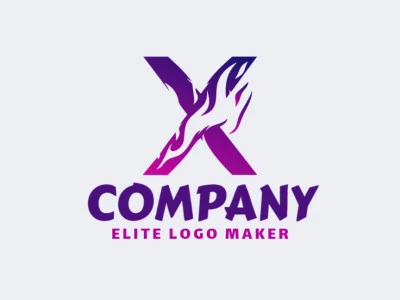 Un logotipo creativo con la letra 'X' y llamas en estilo abstracto, adecuado para varios usos, que incorpora colores vibrantes púrpura y rosa.