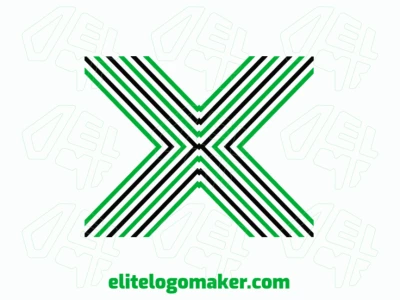 Logotipo abstracto de negocios con la letra "X" en verde y negro, diseñado con líneas audaces y formas dinámicas para una identidad visual moderna y profesional.