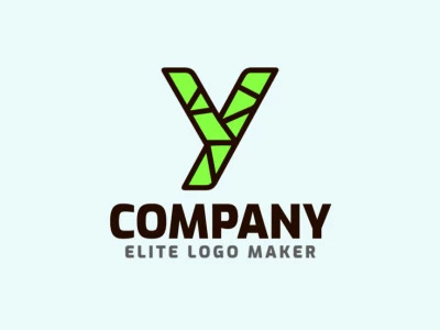 Un logotipo de estilo mosaico con la letra 'Y' compuesta por azulejos verdes y marrones, creando un diseño vibrante y terroso, perfecto para una marca moderna e inspirada en la naturaleza.