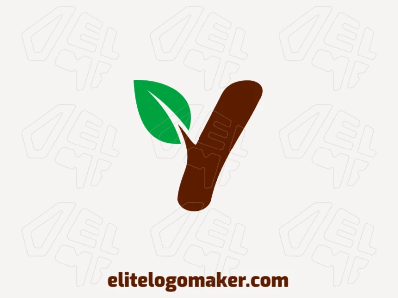 Un logotipo creativo de doble sentido con la letra 'Y' combinada perfectamente con una hoja verde, simbolizando innovación y naturaleza.