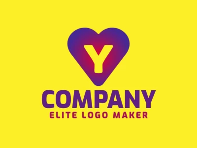 Un logotipo profesional y económico con la letra 'Y' dentro de un corazón, realzado con un suave degradado para un aspecto moderno y atractivo.