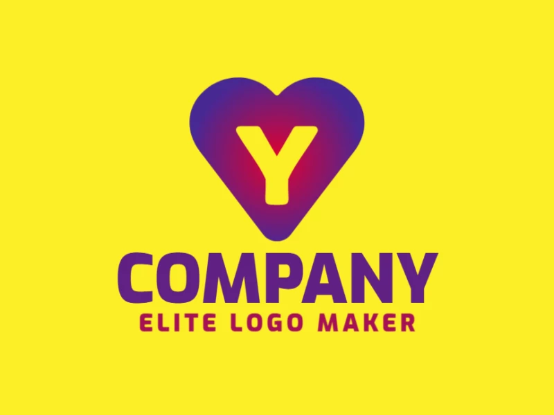 Un logotipo profesional y económico con la letra 'Y' dentro de un corazón, realzado con un suave degradado para un aspecto moderno y atractivo.