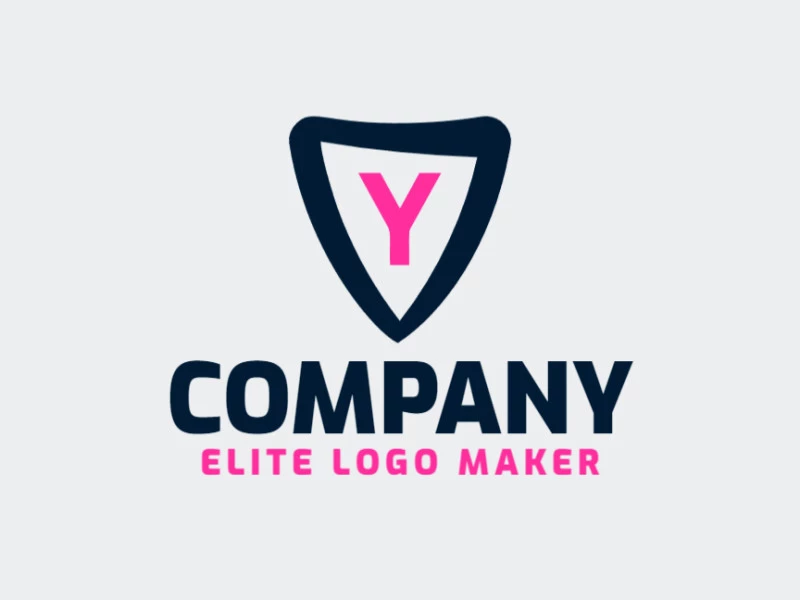 El modelo de logotipo presenta un diseño abstracto con la letra 'Y' dentro de un escudo simple, ofreciendo una visualización editable y versátil para diversos usos.