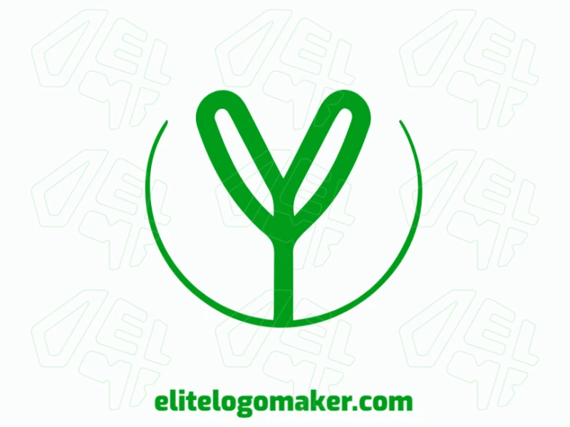 Un logo creativo para empresa con la letra 'Y' en forma de planta, en estilo abstracto, simbolizando crecimiento e innovación.