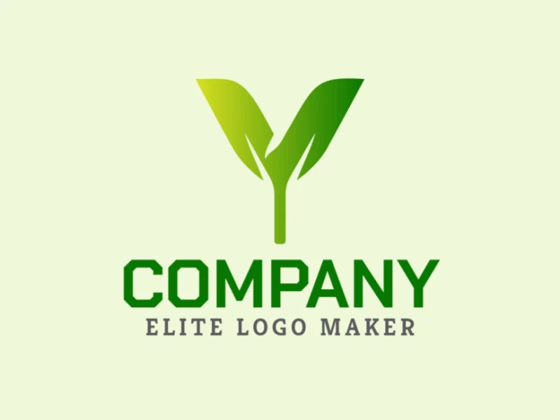 El logotipo presenta la letra 'Y' en degradado entrelazada con dos hojas de árbol, creando una identidad visual moderna y orgánica.