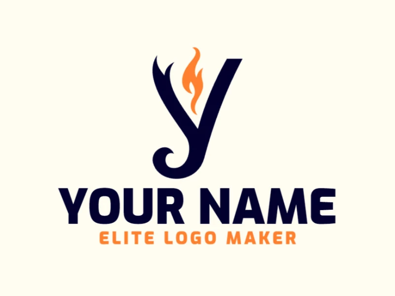 El logotipo vectorial muestra la letra 'Y' con una llama en la parte superior, diseñado en un estilo de letra inicial para crear un efecto visual audaz y dinámico.