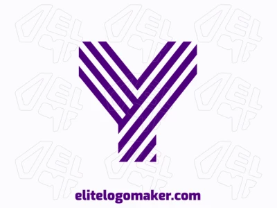 Un logo design distinguido con la letra 'Y' de color morado, diseñada con líneas elegantes en un estilo de letra inicial sofisticado.