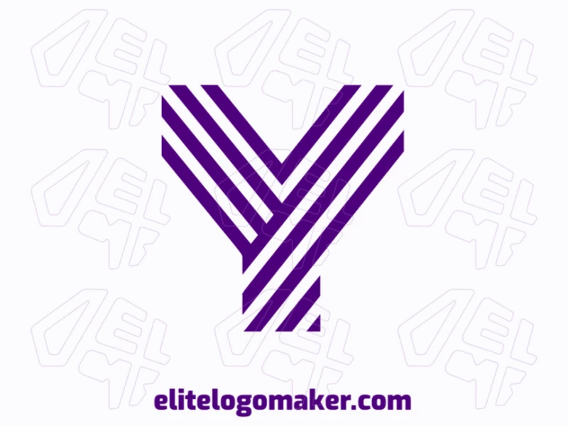 Un logo design distinguido con la letra 'Y' de color morado, diseñada con líneas elegantes en un estilo de letra inicial sofisticado.