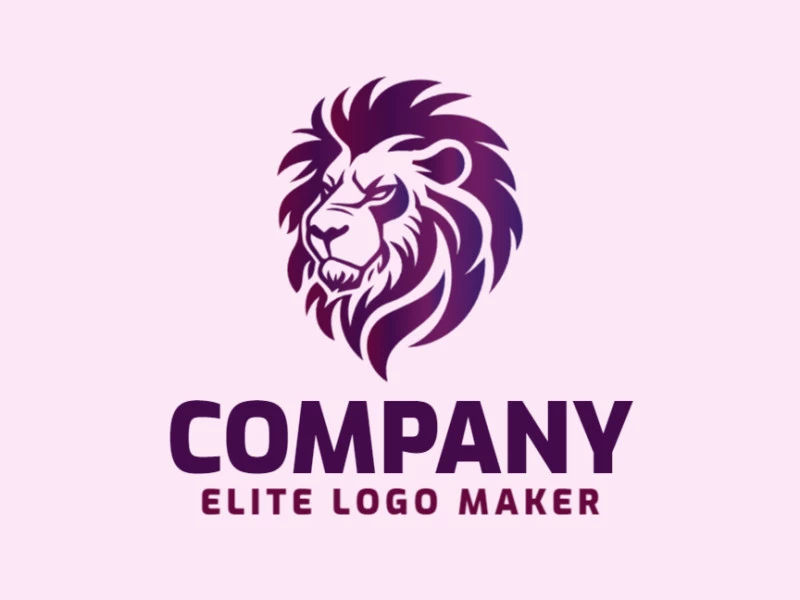 Un logotipo con estilo degradado que presenta un león, combinando varios tonos de púrpura para crear un diseño regio y dinámico.