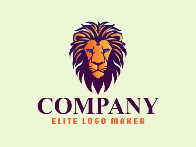 Un logotipo profesional y creativo con un león en un estilo sofisticado de degradado, combinando naranja, púrpura y amarillo para una representación empresarial llamativa.