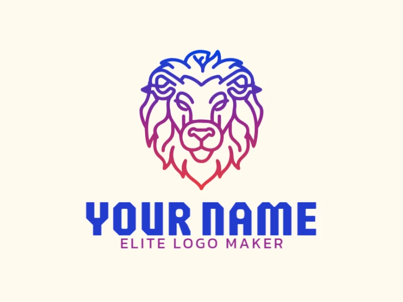 Un logotipo dinámico y hermoso con una cabeza de león en estilo degradado, creado por un quick logo maker para generar una identidad de marca impactante y moderna.