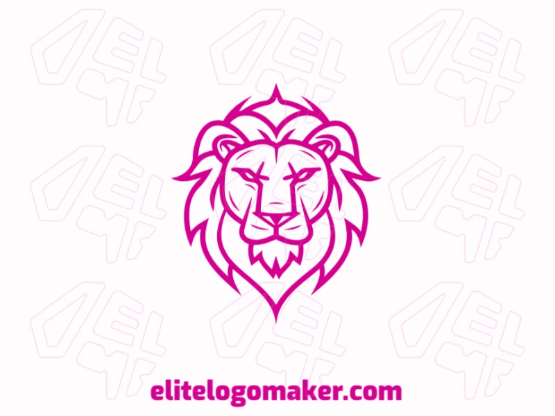 Cabeza De León Con Rosa Diseña Tu Logotipo Único En Línea Un logo abstracto dinámico con la cabeza de un león en tonos rosados, diseñado con líneas elegantes y formas artísticas para crear una identidad visual audaz y moderna.
