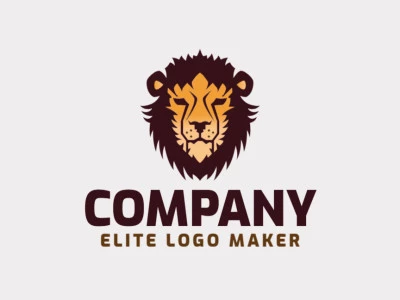 Cree un logotipo vectorial para su empresa en forma de un león con un estilo gradiente, los colores utilizados son marrón, naranja, y amarillo.