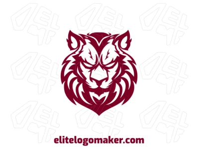 Un logo prominente y abstracto con un león con mirada de enojo, diseñado para destacarse con líneas audaces y un carácter fuerte.
