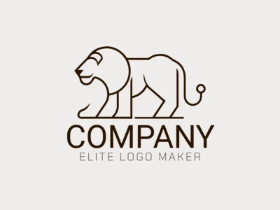 Diseño de logo apropiado que presenta un león con líneas finas en estilo minimalista, simbolizando calidad y fuerza con simplicidad elegante.