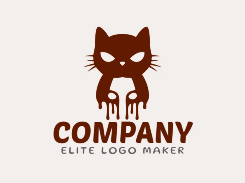 Crear su propio logotipo en forma de un gato liquido con un estilo simple y el color marrón oscuro.