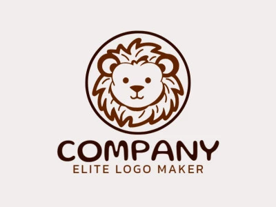 Crear su logotipo en línea con la forma de un pequeño Leon con colores personalizables y estilo infantil.