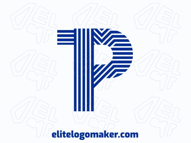 Un logo de letra inicial editable y sutil con la letra 'P' en azul con estilo rayado, diseñado para una apariencia moderna y elegante.