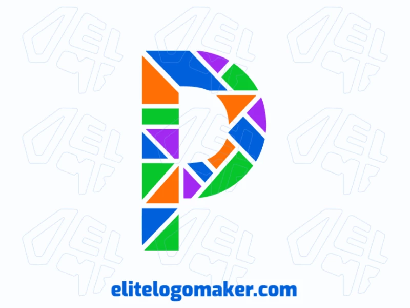 Genera un logotipo creativo con la letra 'P' diseñada en un llamativo estilo mosaico.