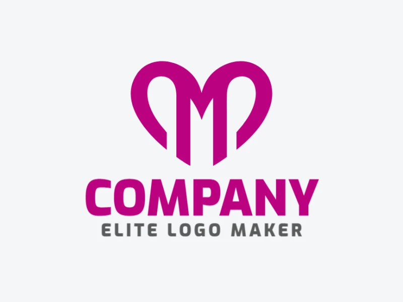 Un logo minimalista perfecto que combina 'M' y un corazón en rosa, ideal para construir una buena imagen de marca.