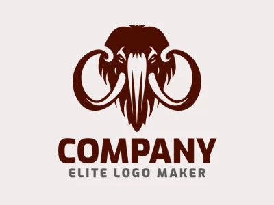 Un logotipo al estilo mascota en marrón oscuro, que muestra un majestuoso mamut.