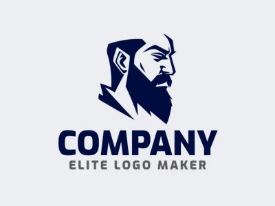 Cree un logotipo vectorial para su empresa en forma de un hombre con un estilo abstracto, el color utilizado es el azul oscuro.