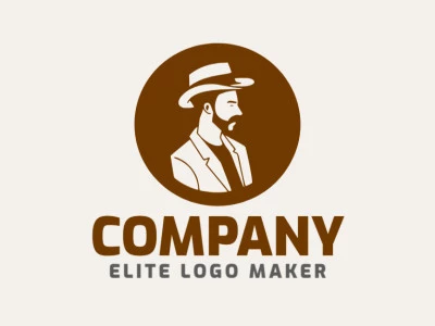 Logotipo personalizable en forma de un hombre compuesto por un estilo circular y color marrón oscuro.