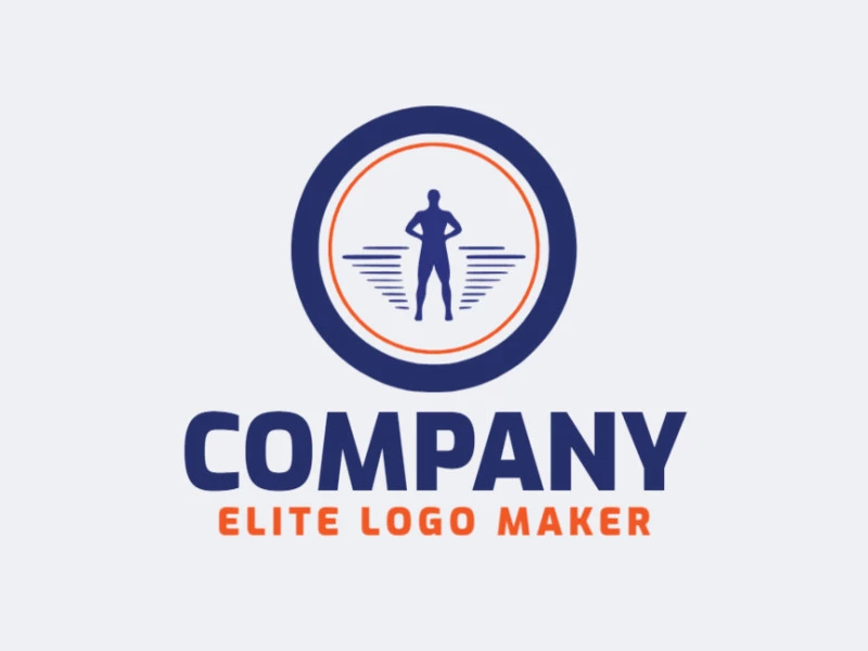 Crea un logotipo ideal para tu negocio en forma de un hombre con un estilo circular y colores personalizables.