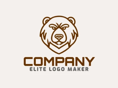 Un logotipo profesional y prominente, minimalista, con la cabeza de un oso en monolinea marrón, adecuado para crear una identidad de marca fuerte y elegante.