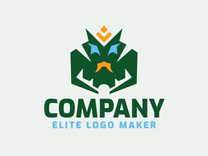 Crea un logotipo ideal para tu negocio en forma de un monstruo con un estilo abstracto y colores personalizables.