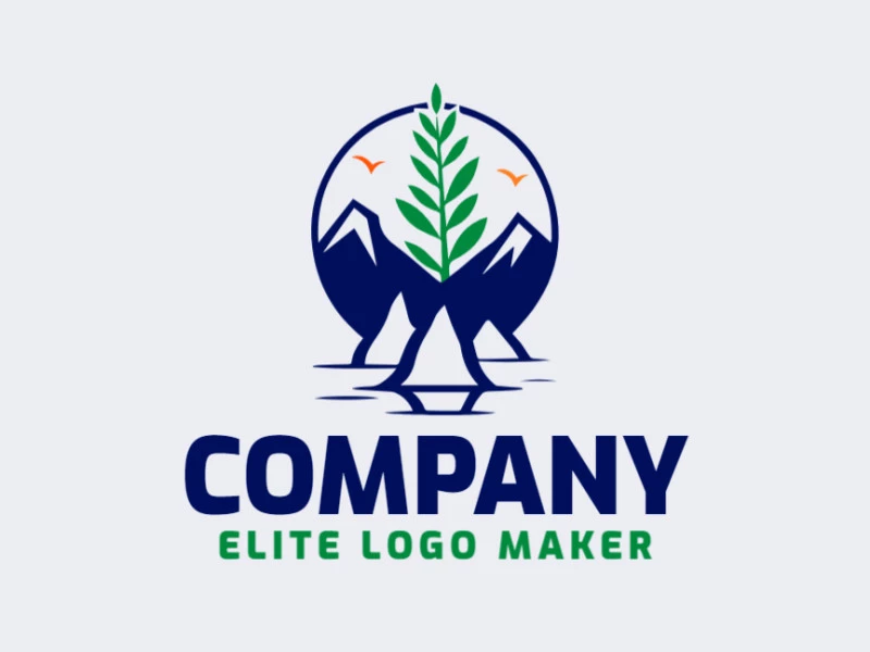 Logotipo para la venta en forma de una montaña combinado con un plantas de la selva, el color utilizado fue el verde.