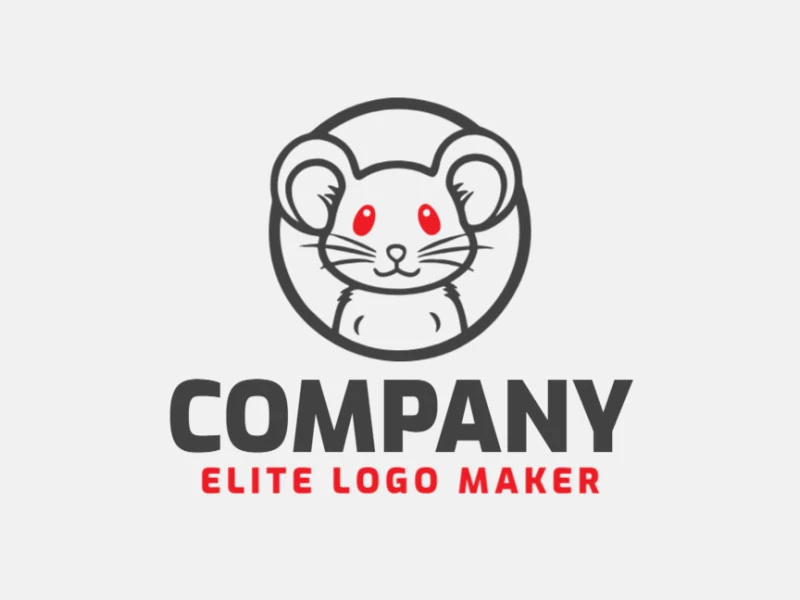 Logotipo personalizable en forma de un ratón con diseño creativo y estilo creativo.