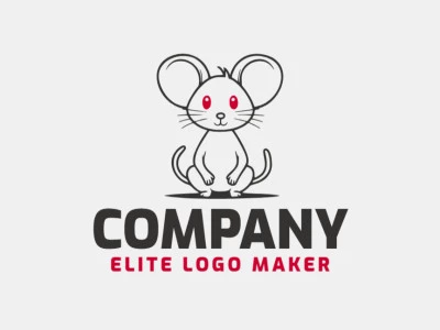 Crear un logotipo para su empresa en forma de un ratón con estilo monoline y colores rojo y negro.