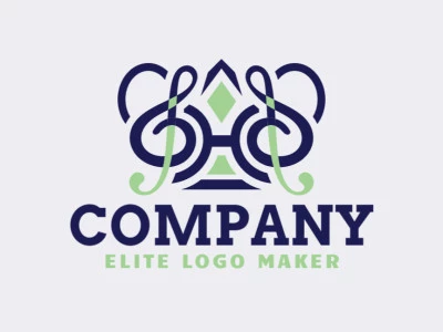 Crea un logotipo ideal para tu negocio en forma de una nota musical combinado con una corona con un estilo simétrico y colores personalizables.