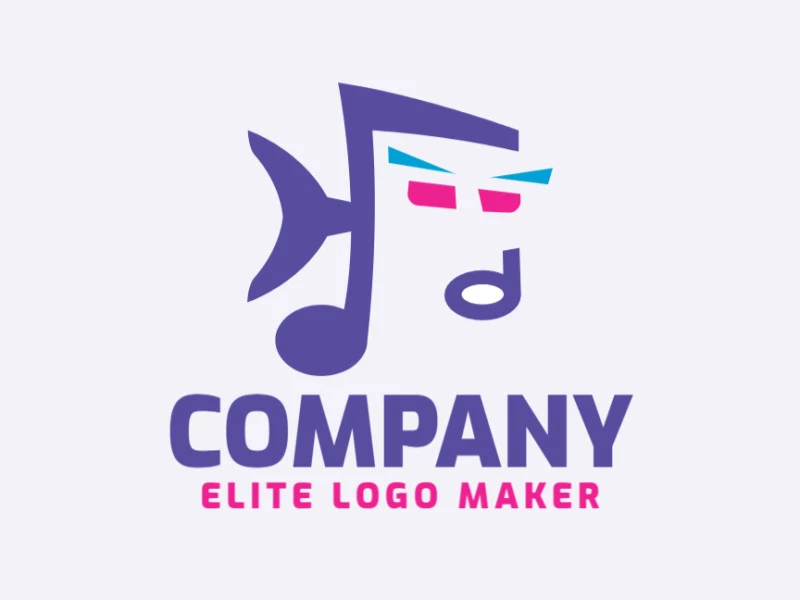 Logotipo moderno descargable en forma de un pez musical con diseño profesional y estilo minimalista.