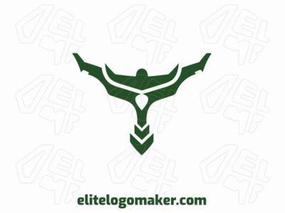 Logotipo abstracto con un diseño refinado que forma una pájaros de la naturaleza con el color verde.