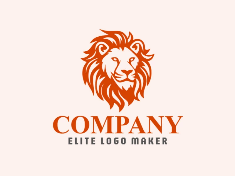 Logotipo moderno en forma de un león naranja con diseño profesional y estilo mascota.