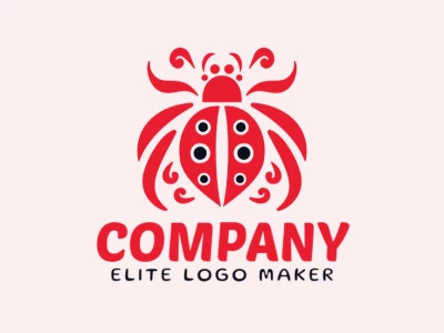 Crea un logo para tu empresa en forma de mariquita ornamental, con colores rojo y negro.