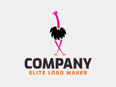 Logotipo ideal para diferentes negocios en forma de un avestruz con diseño creativo y estilo minimalista.